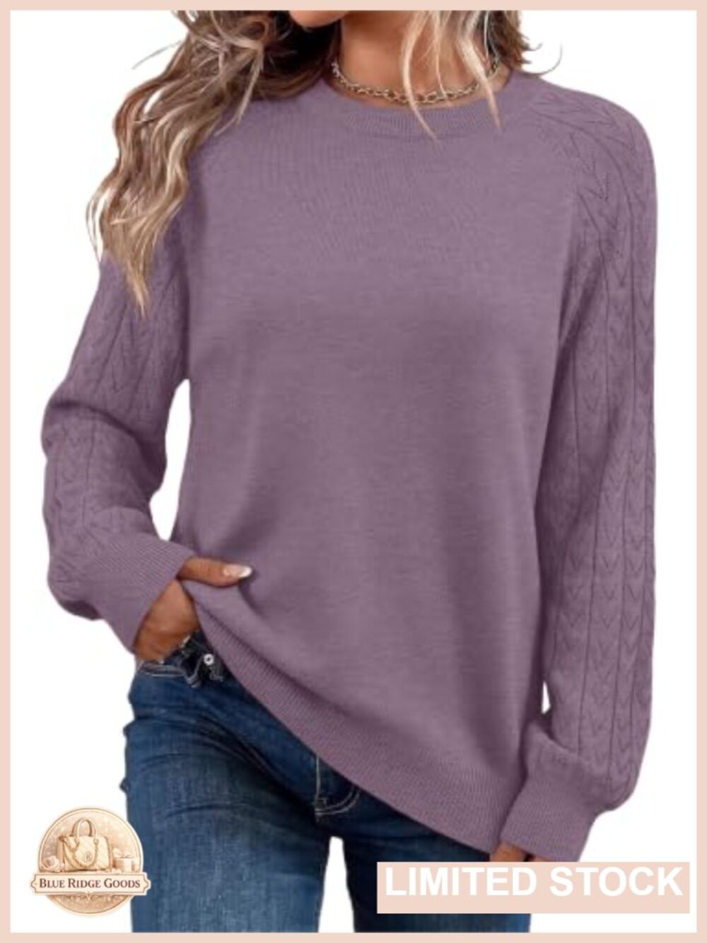 Womens Lightweight Knit Sweater Long Sleeve Crew Neck Pullover